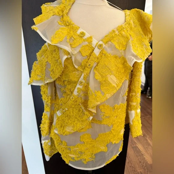 Self-Portrait Yellow Lace Ruffle Top - Picture 5 of 5